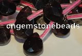 CGA486 Top-drilled 7*9mm faceted briolette natural red garnet beads