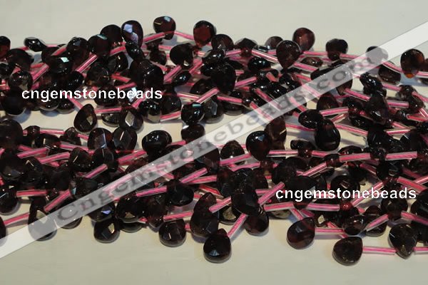 CGA486 Top-drilled 7*9mm faceted briolette natural red garnet beads