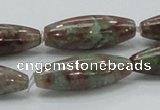 CGA55 15.5 inches 10*30mm rice red green garnet gemstone beads