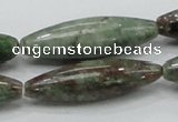 CGA56 15.5 inches 12*40mm rice red green garnet gemstone beads