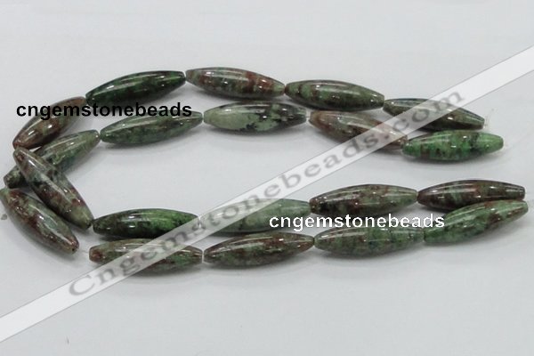 CGA56 15.5 inches 12*40mm rice red green garnet gemstone beads