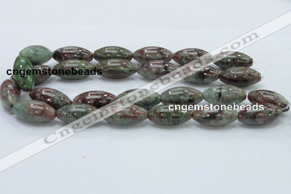 CGA57 15.5 inches 15*30mm rice red green garnet gemstone beads