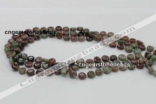 CGA58 15.5 inches 10mm flat round red green garnet gemstone beads