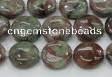 CGA59 15.5 inches 14mm flat round red green garnet gemstone beads