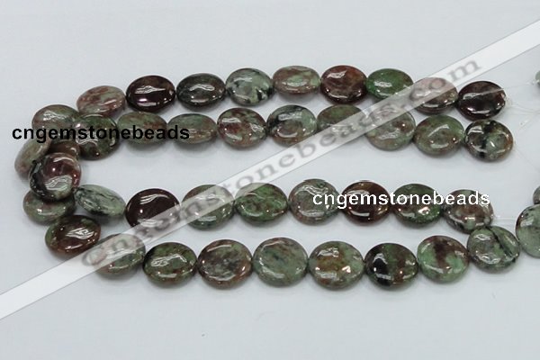 CGA60 15.5 inches 20mm flat round red green garnet gemstone beads