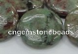 CGA61 15.5 inches 30mm flat round red green garnet gemstone beads