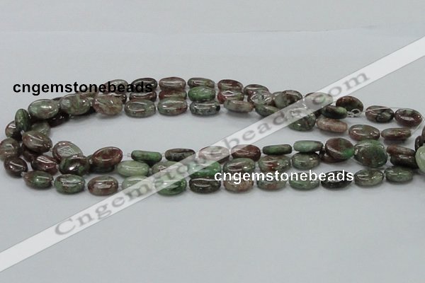 CGA65 15.5 inches 10*14mm oval red green garnet gemstone beads