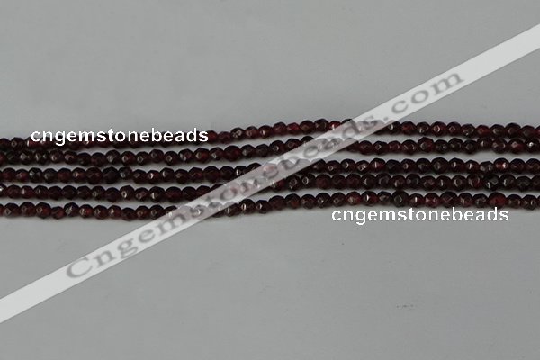 CGA660 15.5 inches 3mm faceted round red garnet beads wholesale