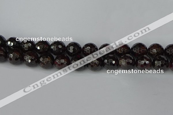 CGA666 15.5 inches 14mm faceted round red garnet beads wholesale