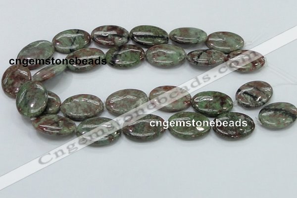 CGA67 15.5 inches 22*30mm oval red green garnet gemstone beads