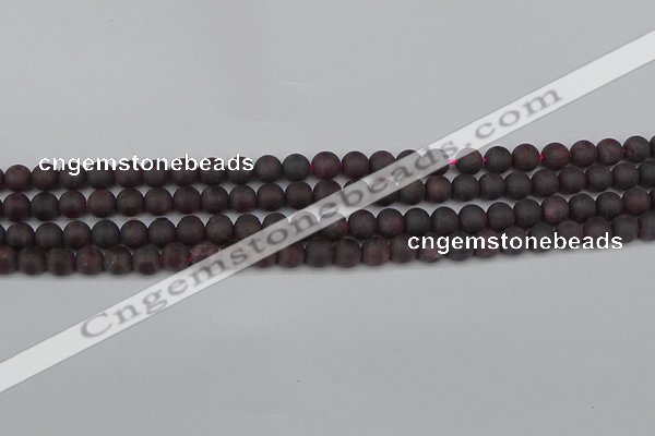 CGA671 15.5 inches 6mm round matte red garnet beads wholesale