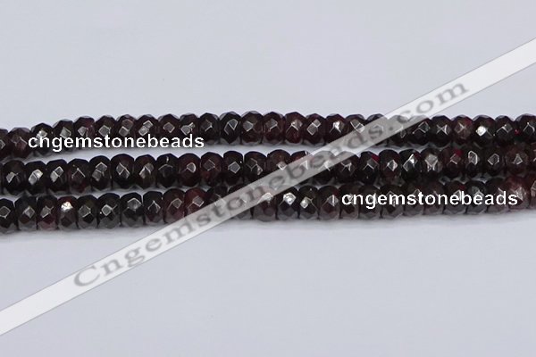 CGA679 15.5 inches 5*9mm faceted rondelle red garnet beads