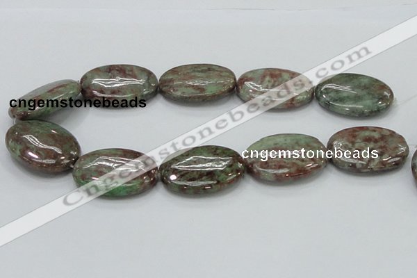 CGA68 15.5 inches 30*40mm oval red green garnet gemstone beads