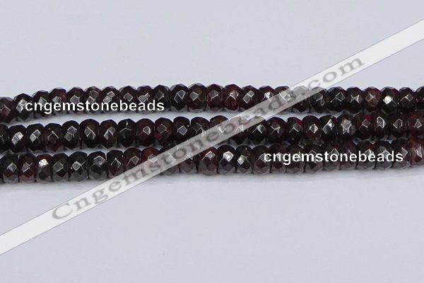 CGA680 15.5 inches 6*11mm faceted rondelle red garnet beads