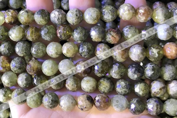 CGA707 15.5 inches 10mm faceted round green garnet beads