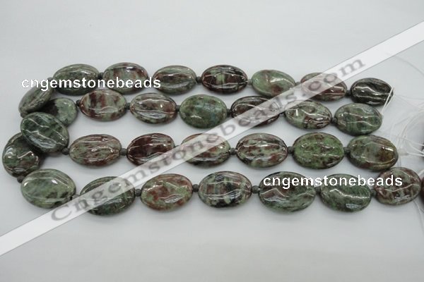 CGA72 15.5 inches 18*25mm oval red green garnet gemstone beads