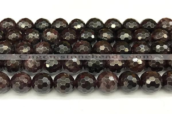 CGA733 15 inches 12mm faceted round red garnet beads wholesale