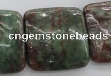 CGA83 15.5 inches 30*30mm square red green garnet gemstone beads