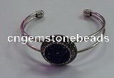 CGB1514 25mm coin plated druzy agate bangles wholesale