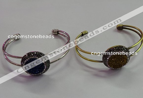 CGB1517 25mm coin plated druzy agate bangles wholesale