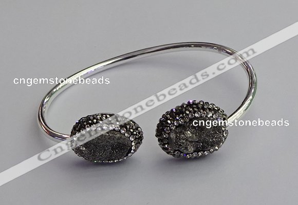 CGB2021 16*20mm freeform plated druzy agate bangles wholesale