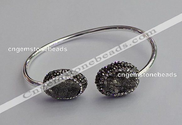 CGB2021 16*20mm freeform plated druzy agate bangles wholesale