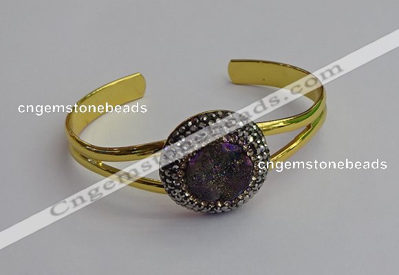 CGB2032 25mm coin plated druzy agate bangles wholesale