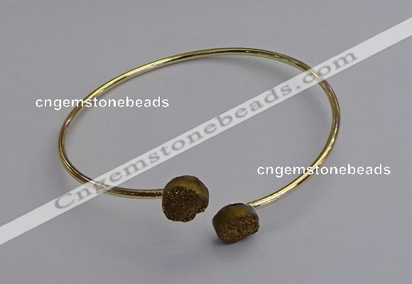 CGB2041 10mm coin plated druzy agate gemstone bangles wholesale