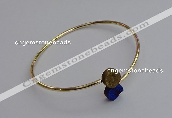 CGB2045 10mm coin plated druzy agate gemstone bangles wholesale