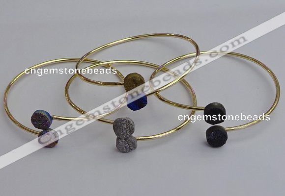 CGB2048 10mm coin plated druzy agate gemstone bangles wholesale