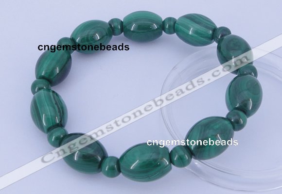 CGB227 8 inches round & rice natural malachite gemstone bracelets
