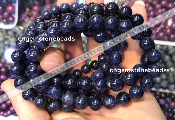 CGB2535 7.5 inches 9mm round sapphire gemstone beaded bracelets