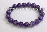 CGB2554 7.5 inches 12mm round charoite gemstone beaded bracelets