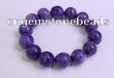 CGB2556 7.5 inches 16mm round charoite gemstone beaded bracelets