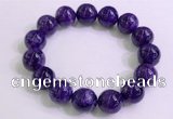 CGB2565 7.5 inches 14mm round charoite gemstone beaded bracelets