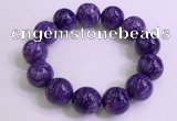 CGB2566 7.5 inches 18mm round charoite gemstone beaded bracelets