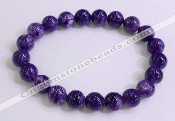 CGB2571 7.5 inches 9mm round charoite gemstone beaded bracelets