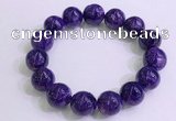 CGB2575 7.5 inches 14mm round charoite gemstone beaded bracelets