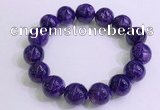 CGB2575 7.5 inches 14mm round charoite gemstone beaded bracelets