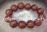 CGB3006 7.5 inches 19mm - 20mm carved round red agate bracelet