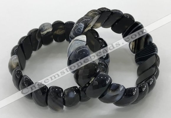 CGB3152 7.5 inches 11*23mm faceted oval agate bracelets