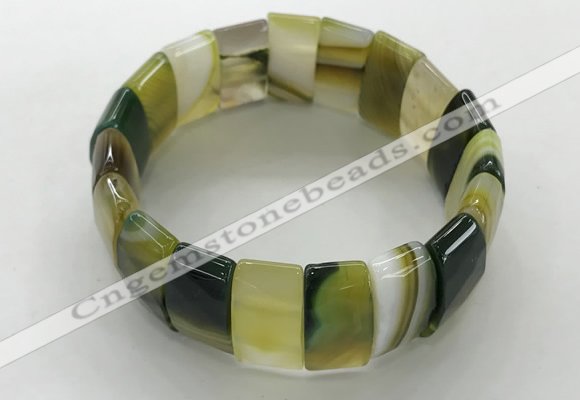 CGB3155 7.5 inches 11*23mm faceted rectangle agate bracelets