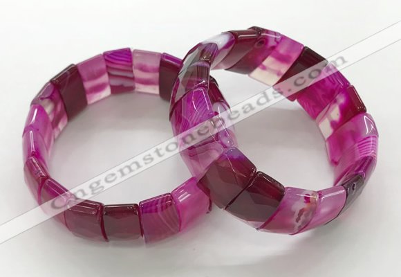 CGB3156 7.5 inches 11*23mm faceted rectangle agate bracelets