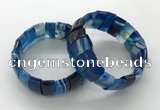 CGB3158 7.5 inches 11*23mm faceted rectangle agate bracelets