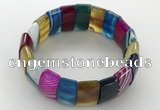 CGB3160 7.5 inches 11*23mm faceted rectangle agate bracelets