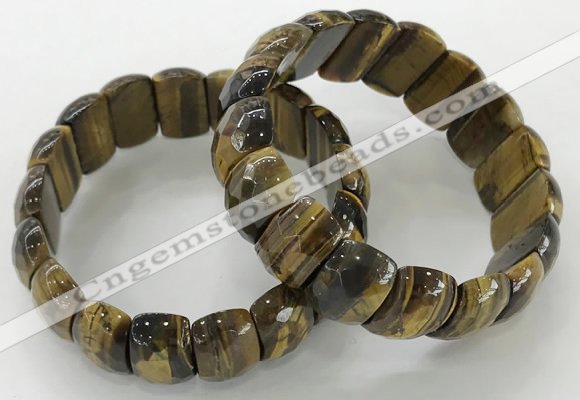 CGB3301 7.5 inches 10*20mm faceted oval yellow tiger eye bracelets