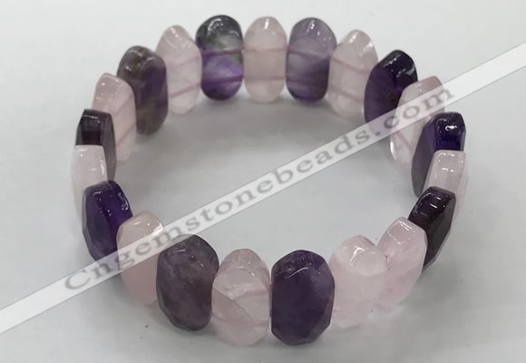 CGB3312 7.5 inches 10*20mm faceted oval mixed quartz bracelets