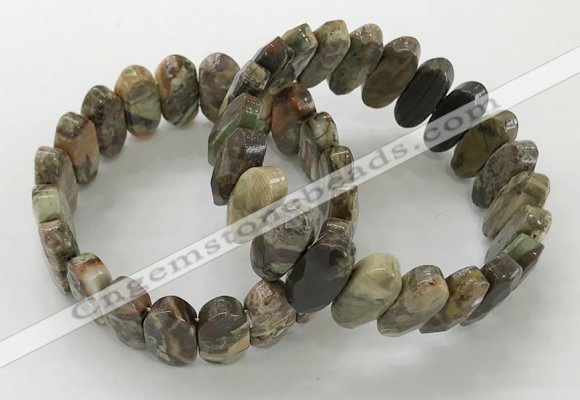 CGB3316 7.5 inches 10*20mm faceted oval rainforest agate bracelets