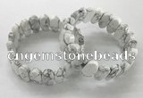 CGB3325 7.5 inches 10*20mm faceted oval white howlite bracelets