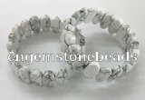 CGB3325 7.5 inches 10*20mm faceted oval white howlite bracelets